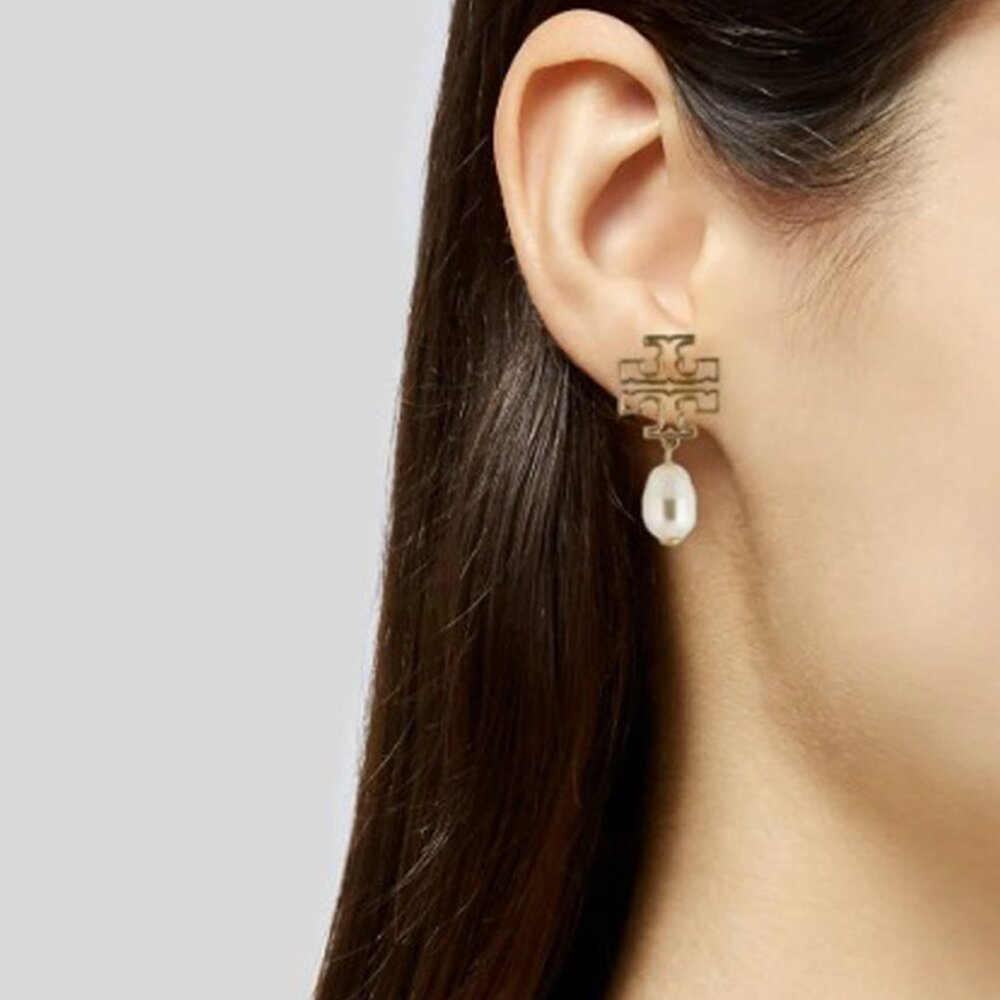 Tory Burch Faux Pearl Drop Earrings NWOT - Picture 2 of 8
